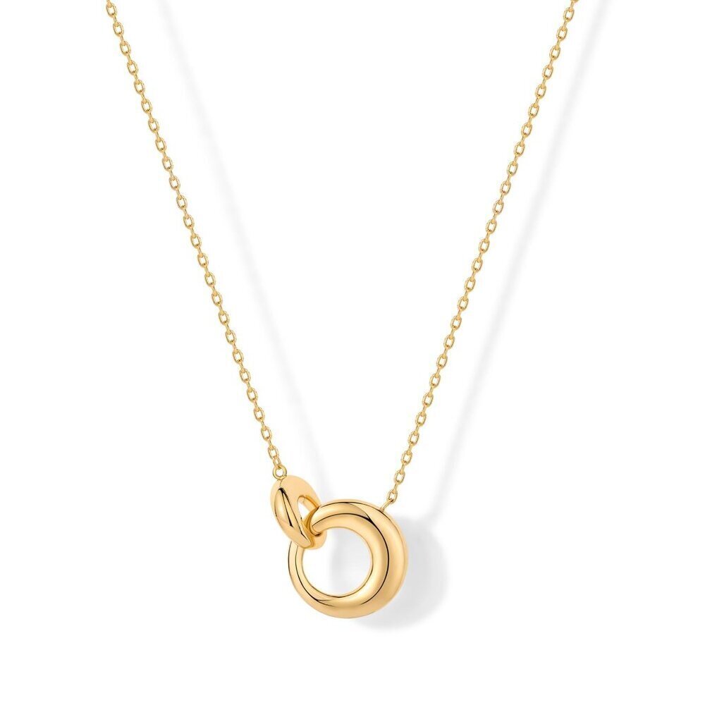 Dainty Interlock Circle Pendant Necklace Elegant Minimal Chic Gold Plated